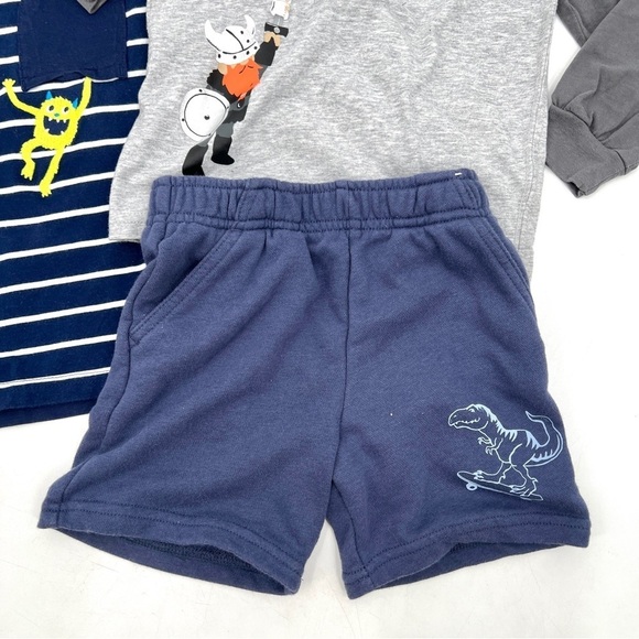 BUNDLE of Boys Clothes: 2 Long Sleeve Tops + 1 Sweatshorts Size 3T - Picture 4 of 14